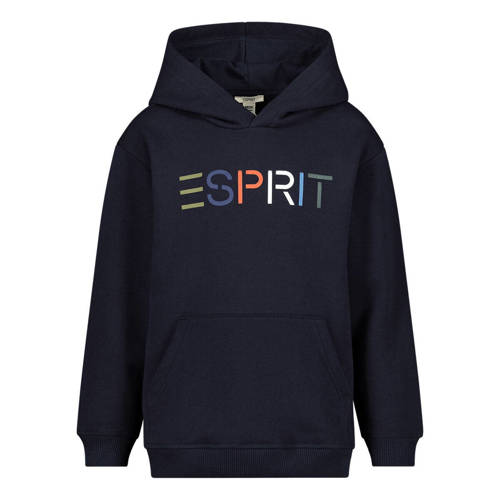ESPRIT hoodie + longsleeve met logo donkerblauw/lichtblauw afbeelding