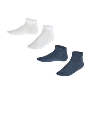 sneakersokken - wit/donkerblauw (set van 2)