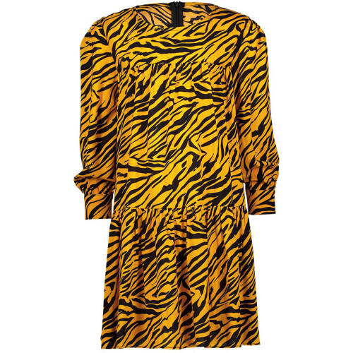 Vingino jurk met zebraprint geel