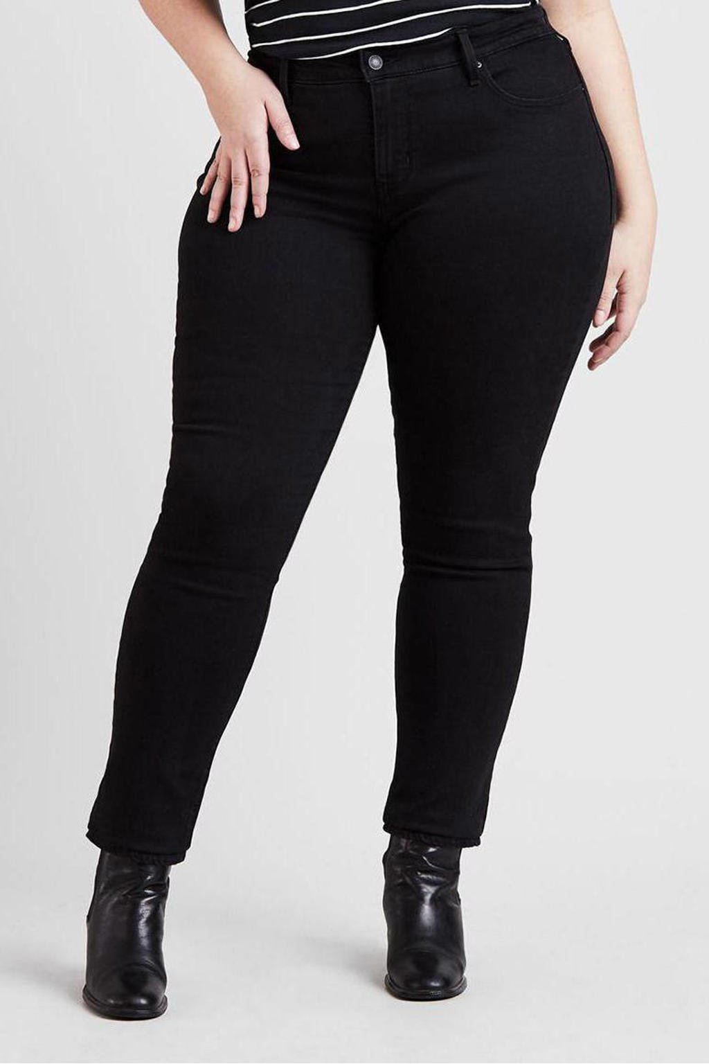 Zwarte dames Levi's Plus Shaping Skinny Jeans Plus skinny jeans van katoen met regular waist