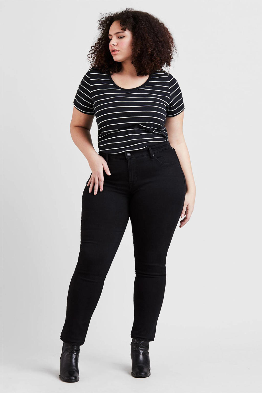 Zwarte dames Levi's Plus Shaping Skinny Jeans Plus skinny jeans van katoen met regular waist