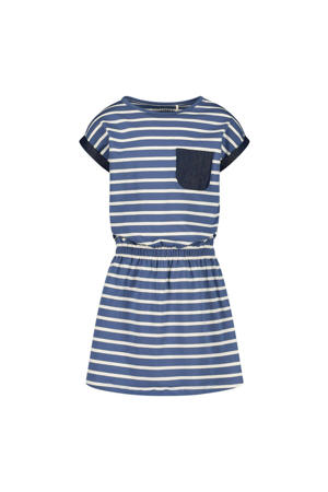 gestreepte jurk blauw/wit/donkerblauw