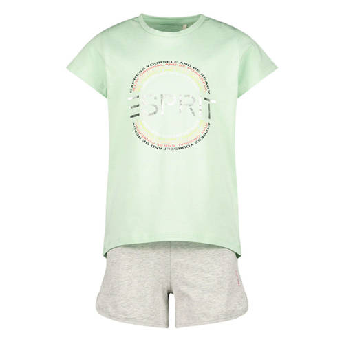 ESPRIT T-shirt + short lichtgroen/lichtgrijs melange afbeelding