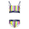 Donkerblauw/geel/roze