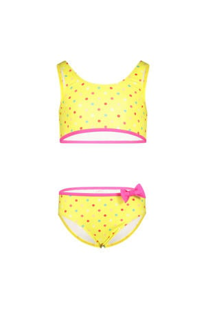 crop bikini met stippen geel/roze