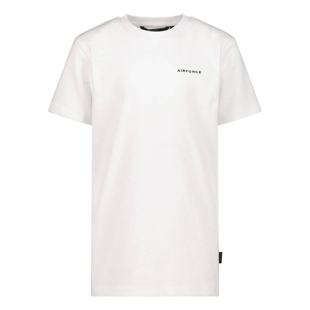Witte jongens Airforce T-shirt van katoen met effen, korte mouwen en ronde hals