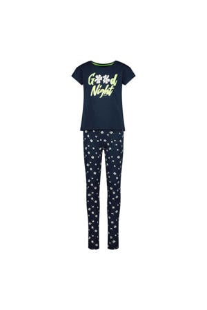 pyjama WILAH met all over print donkerblauw/wit