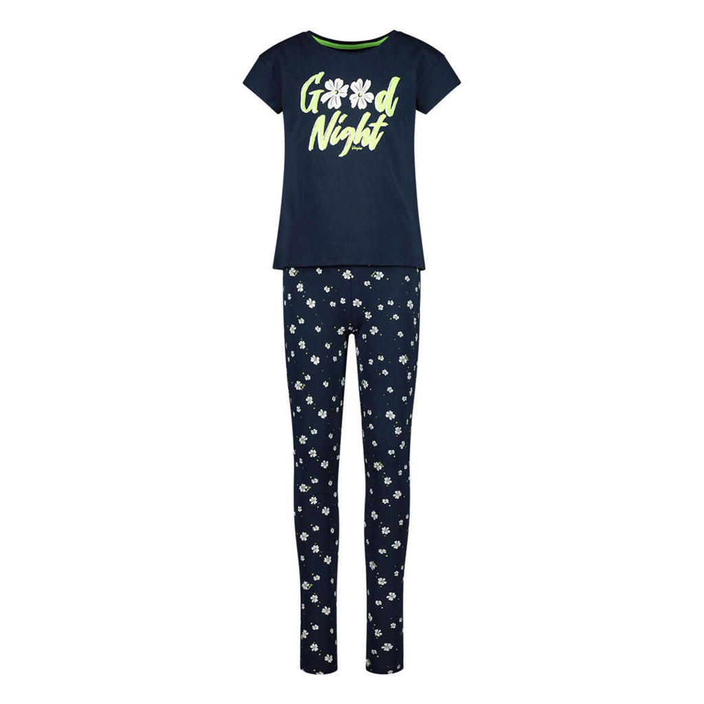 Vingino pyjama WILAH met all over print donkerblauw/wit