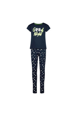 pyjama WILAH met all over print donkerblauw/wit