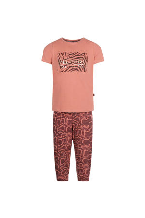 pyjama met all over print roze/donkerroze