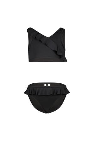 crop bikini met ruches zwart