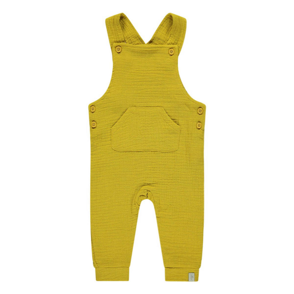 Okergele jongens Jollein baby regular fit tuinbroek van katoen geel met effen