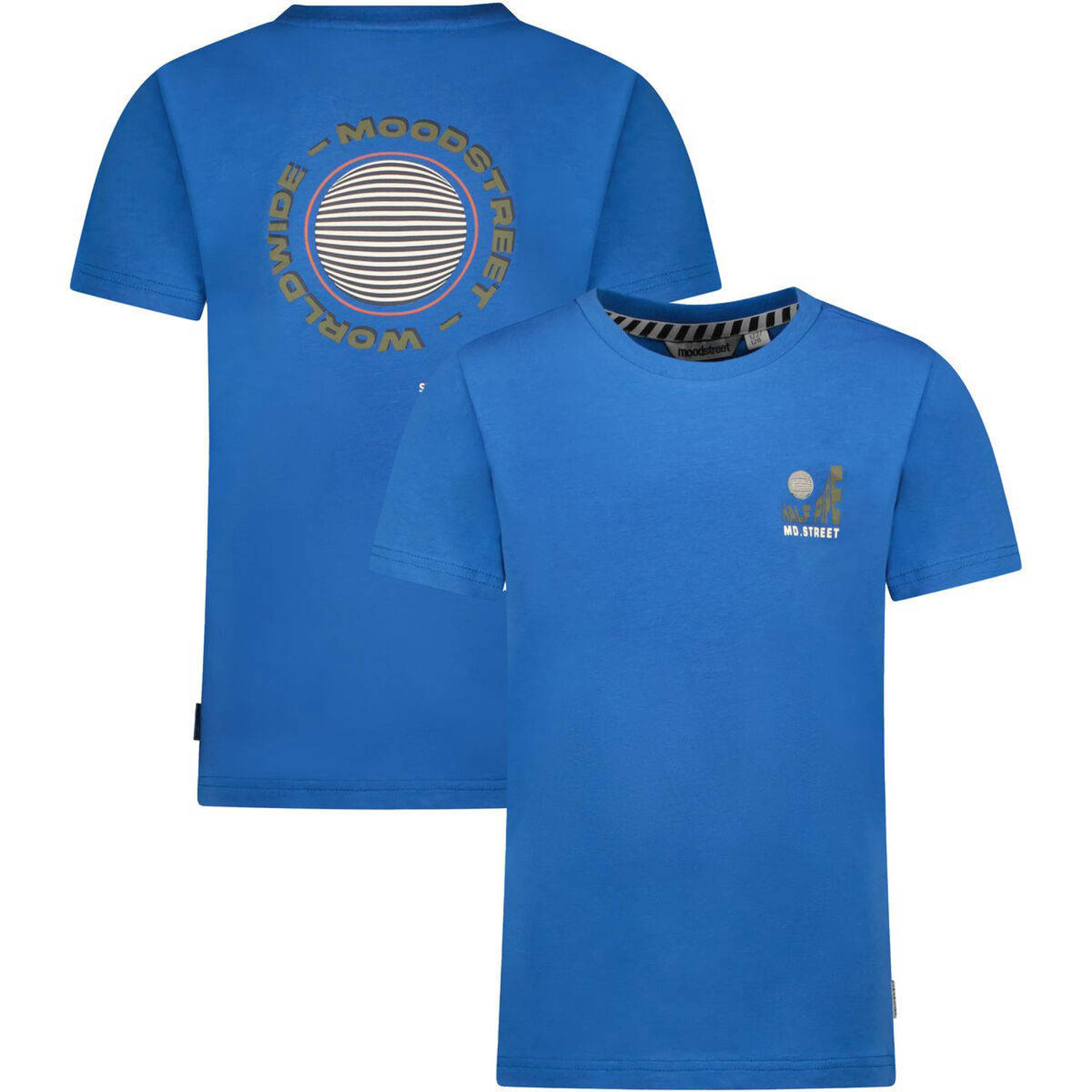 Moodstreet T-shirt met backprint blauw