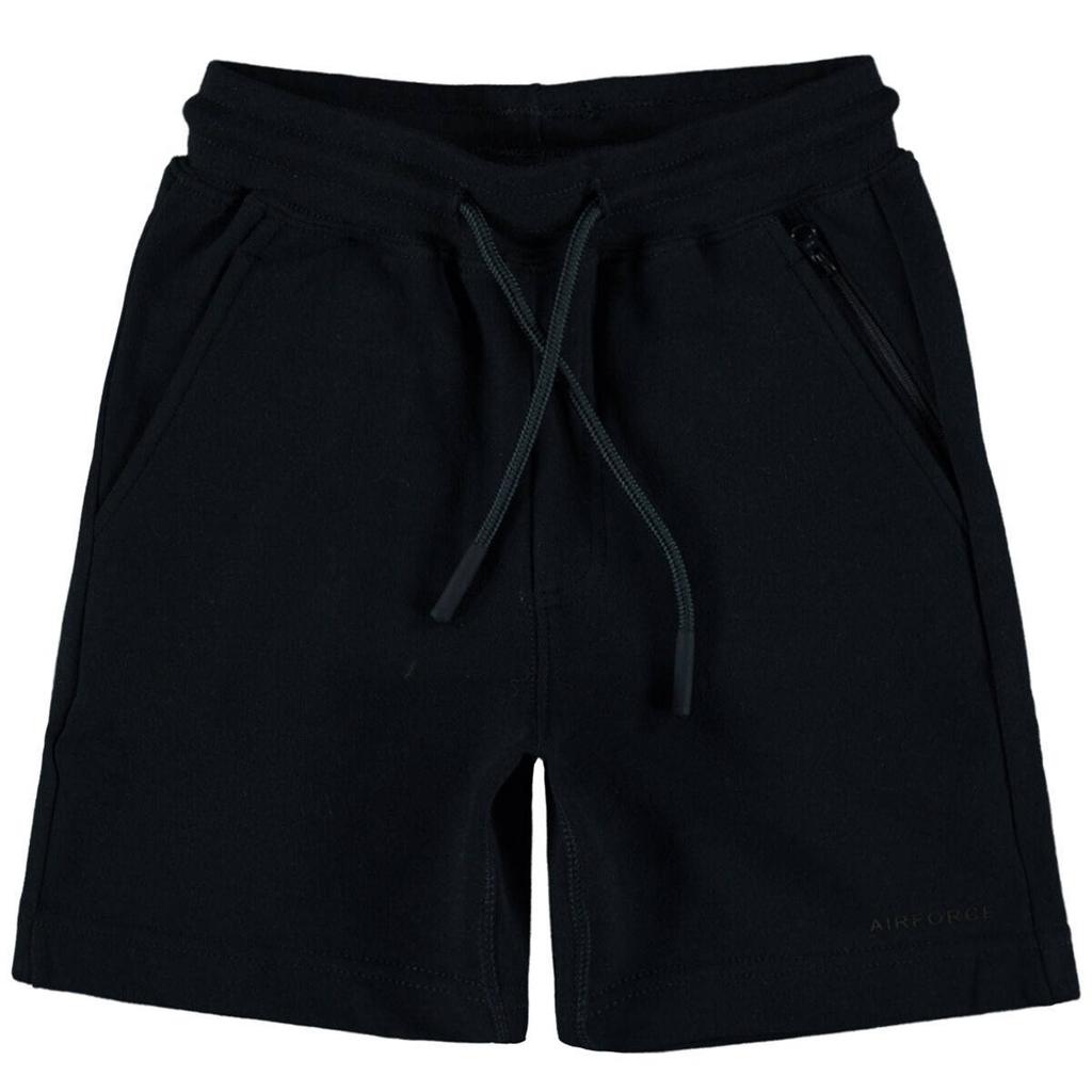 Donkerblauwe jongens Airforce sweatshort van katoen met regular fit, regular waist, elastische tailleband met koord en effen
