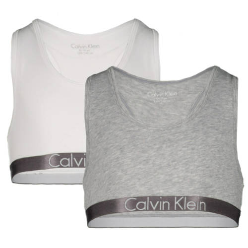 Calvin Klein bh top - set van 2 grijs melange/wit