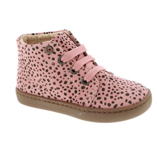 Shoesme Flex nubuck veterboots met allover print roze afbeelding