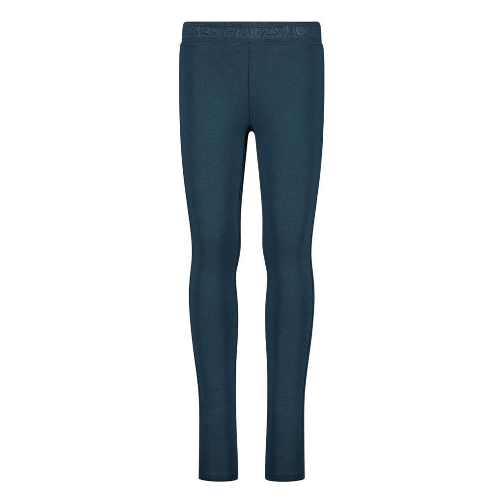 Blauwe meisjes Raizzed legging van stretchkatoen met elastische tailleband en effen