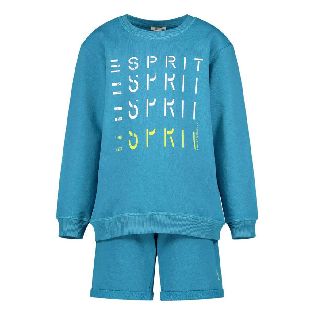 ESPRIT sweater + T-shirt + korte broek blauw