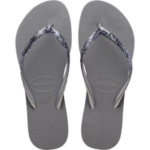 Slim Glitter II teenslippers met glitters zilver