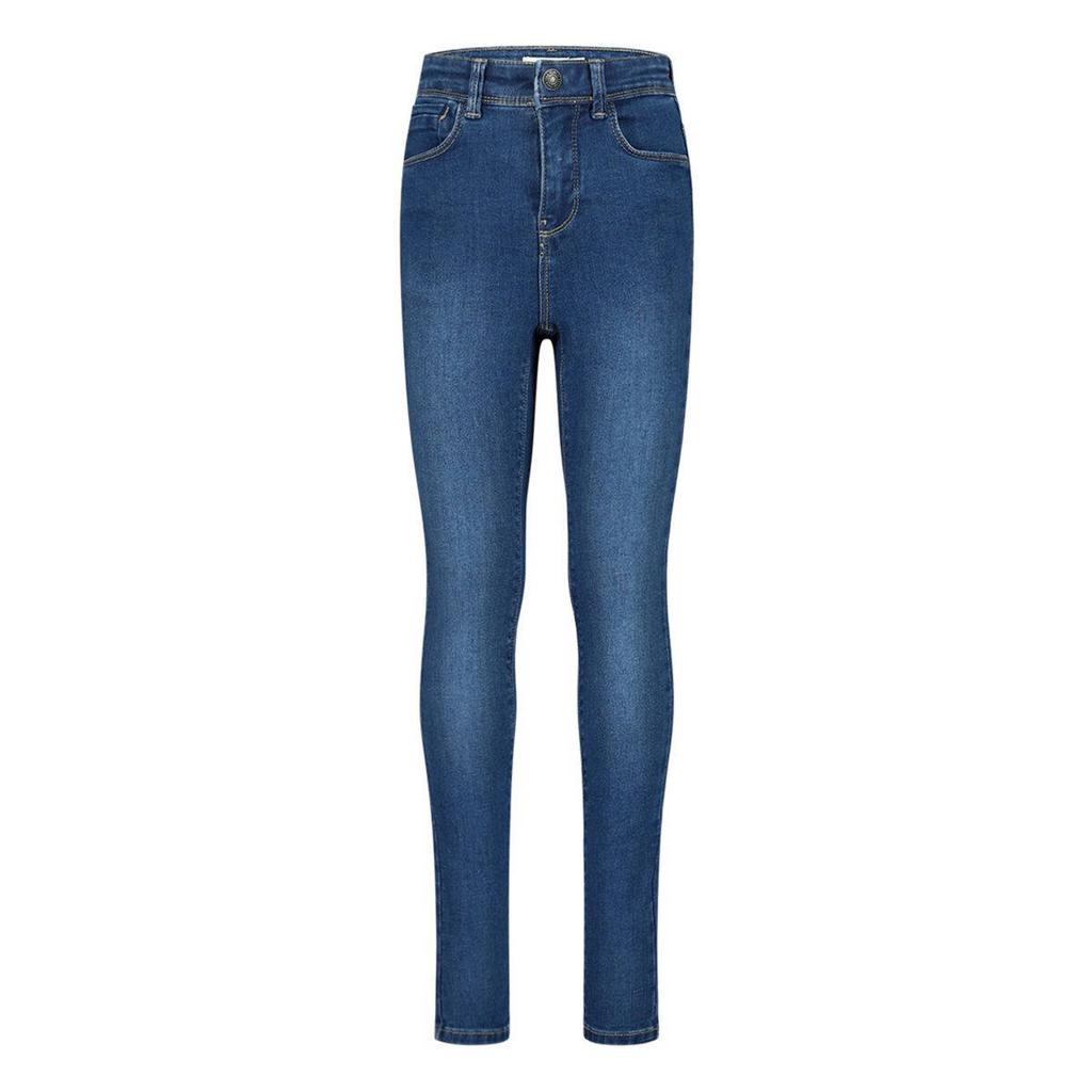 Medium blue denim meisjes NAME IT high waist skinny jeans van stretchdenim met rits- en haaksluiting en effen