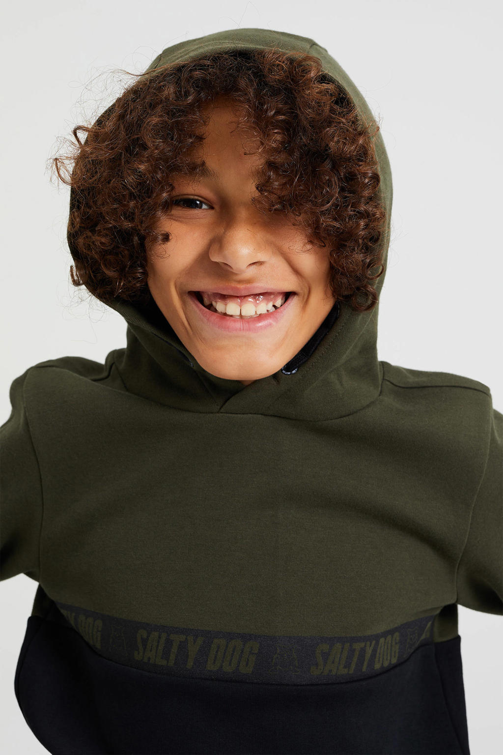 WE Fashion Salty Dog hoodie kaki/zwart wehkamp