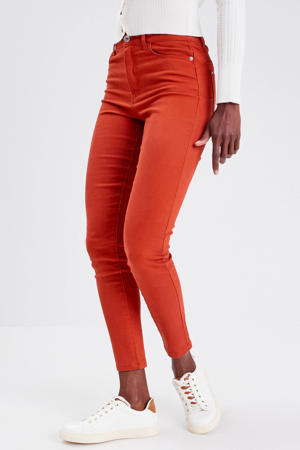 push-up slim fit cropped jeans donker oranje