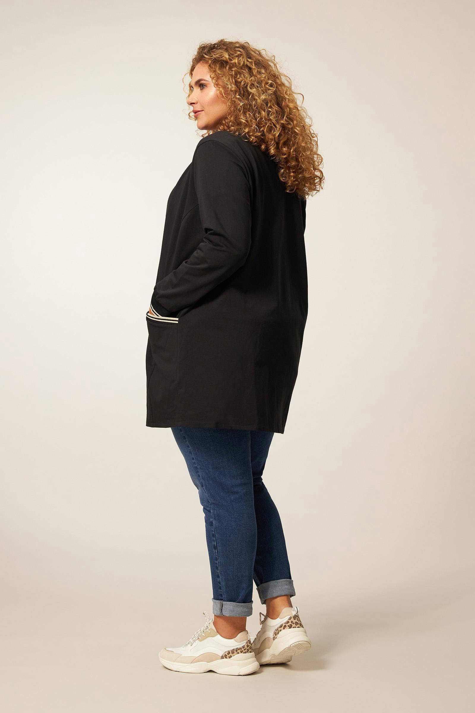 Miss Etam Plus fijngebreid vest Mila met dierenprint zwart | wehkamp