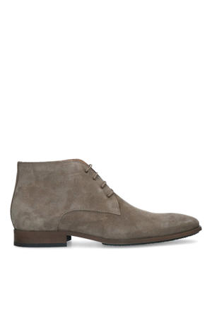 suède veterschoenen taupe