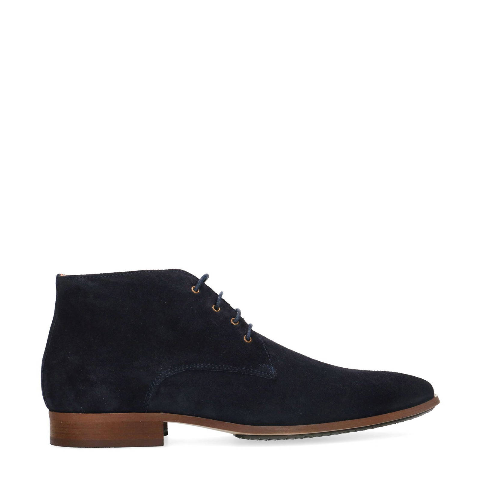 Manfield suède veterschoenen donkerblauw | wehkamp