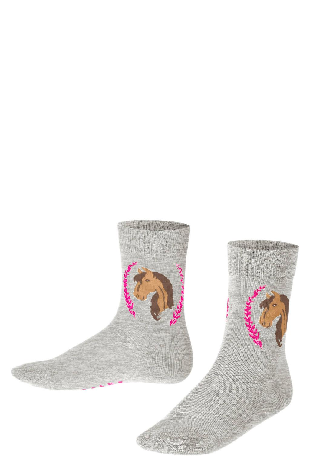 FALKE sokken grijs met paarden print
