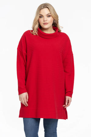 ribgebreide trui rood