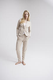 thumbnail: Zandkleurige dames ICHI slim fit pantalon van polyester met regular fit, regular waist, elastische tailleband met koord en effen