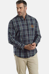 Charles Colby geruit oversized overhemd Plus Size DUKE RAMSEY donkerblauw