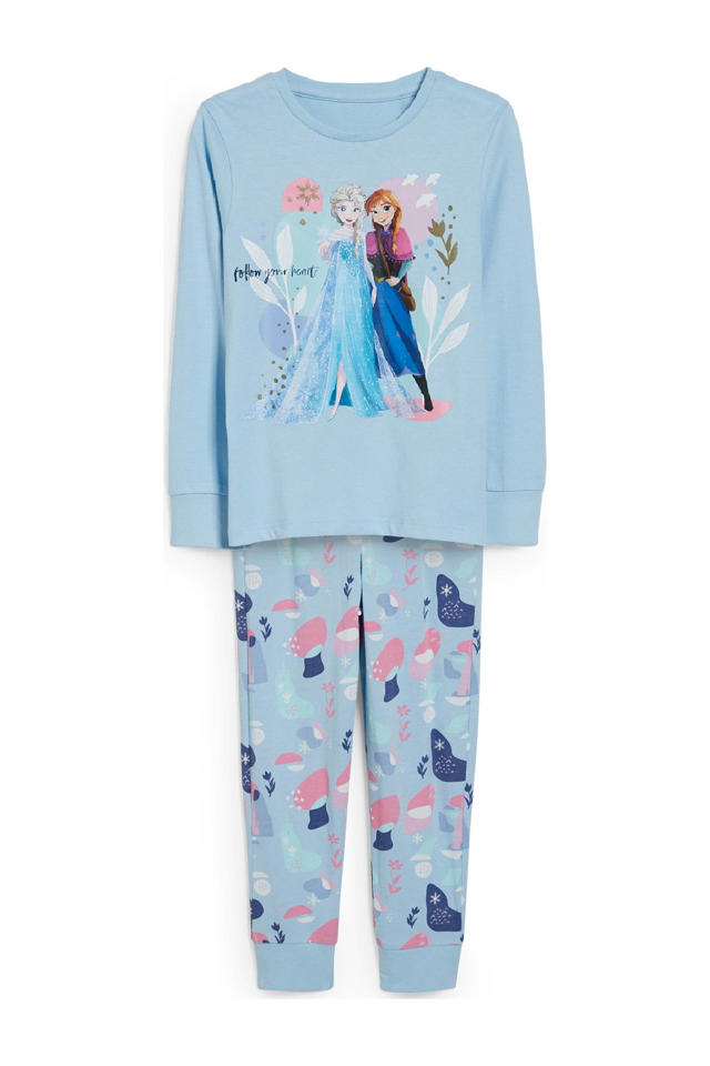 zeemijl oneerlijk Erfgenaam C&A Disney Frozen pyjama lichtblauw/roze/donkerblauw | wehkamp