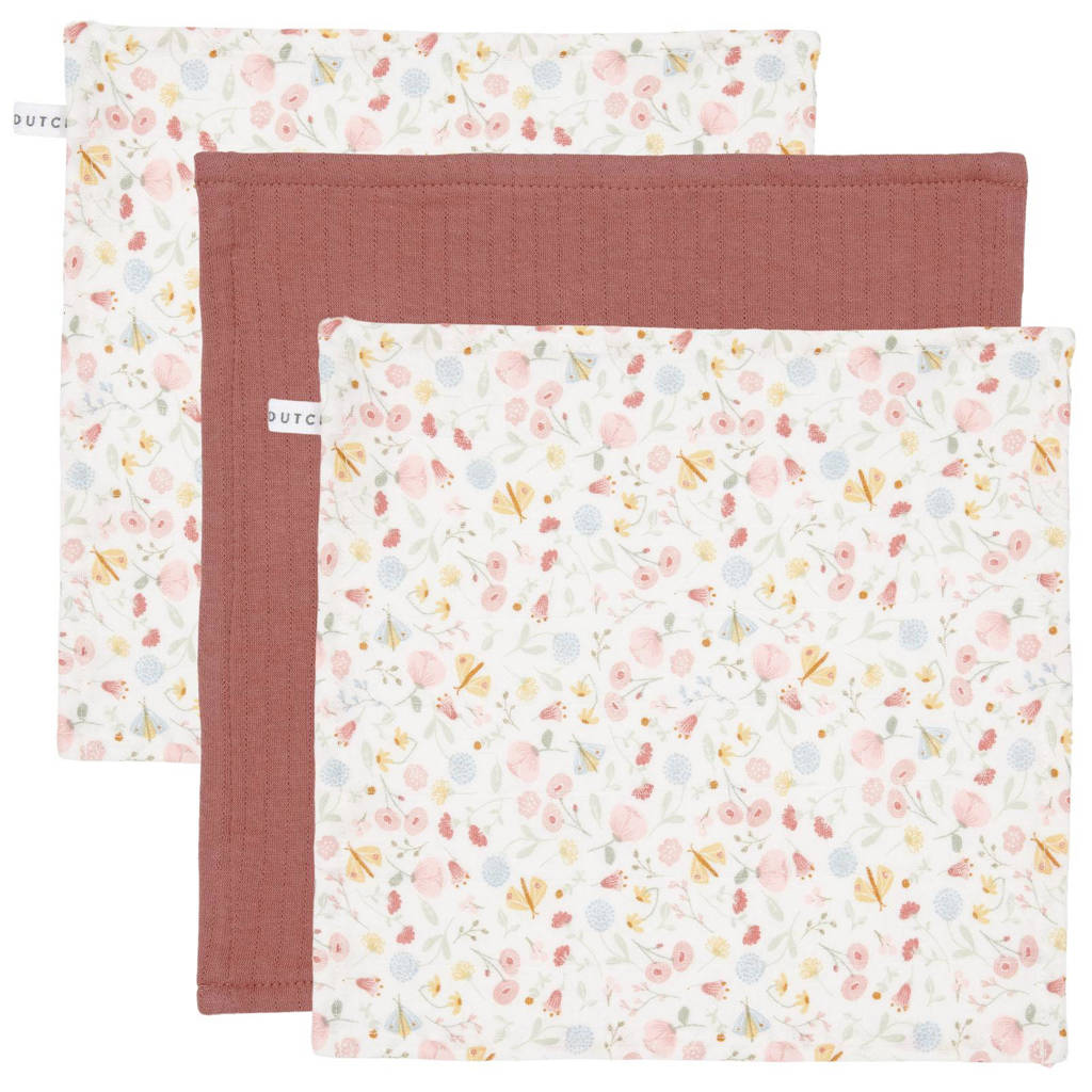 Little Dutch monddoekje Pure Pink Blush / Flowers & Butterflies - set van 3