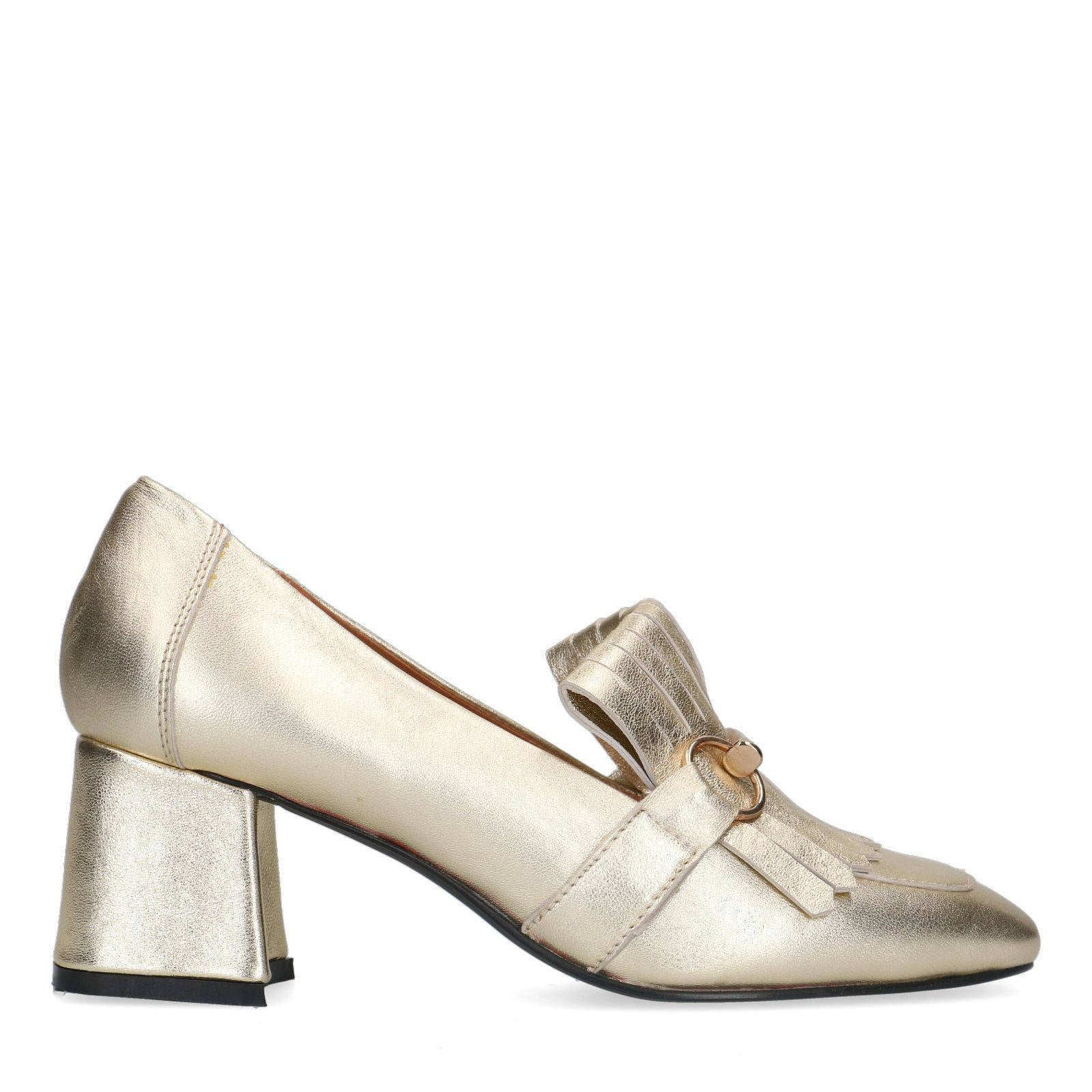 Manfield leren pumps goud | wehkamp