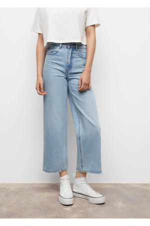 cropped high waist wide leg jeans light denim