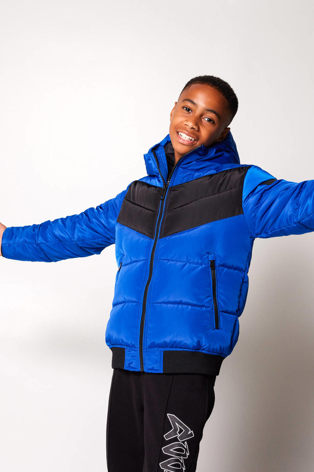 CoolCat Junior gewatteerde winterjas Jeray kobaltblauw/zwart | wehkamp