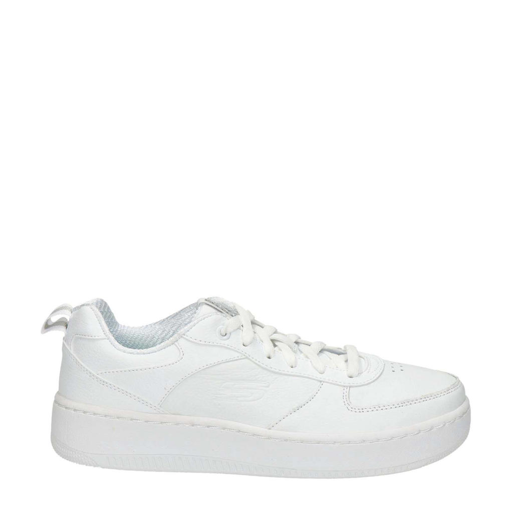 Witte dames Skechers Sport Court Illustrious sneakers van leer met veters