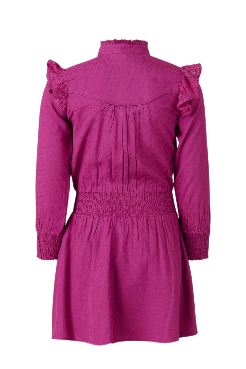 Stijlvolle roze blousejurk met omslagkraag main image 1