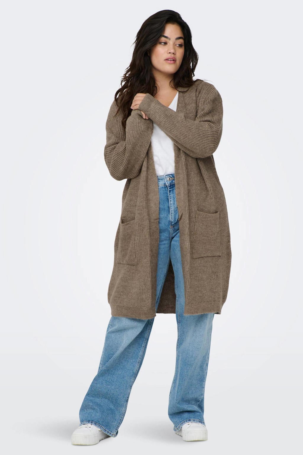 ONLY CARMAKOMA gemêleerd vest CARJADE bruin