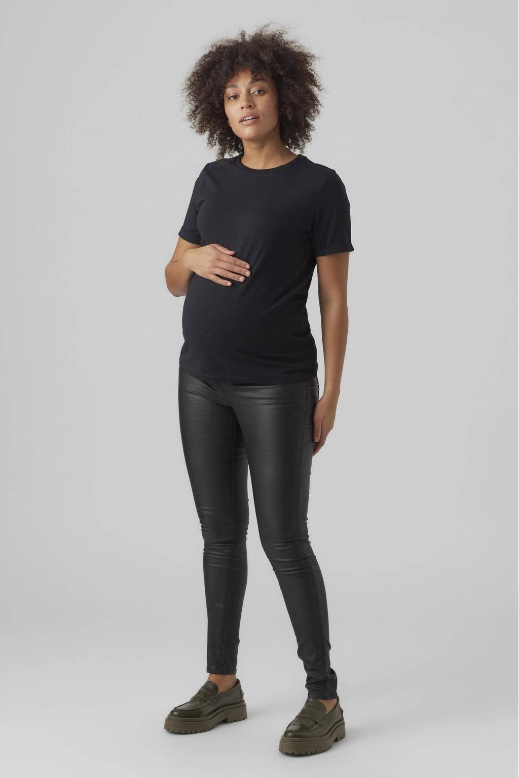 VERO MODA MATERNITY coated skinny zwangerschapsbroek zwart