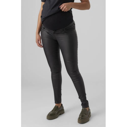 VERO MODA MATERNITY coated skinny zwangerschapsbroek zwart afbeelding