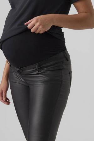 coated skinny zwangerschapsbroek zwart