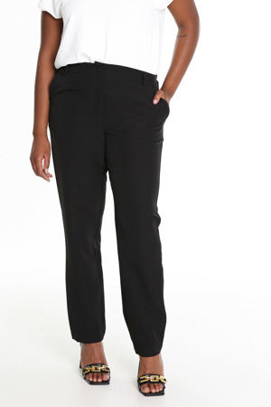 cropped high waist slim fit pantalon zwart