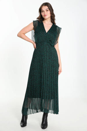 semi-transparante maxi jurk met all over print groen