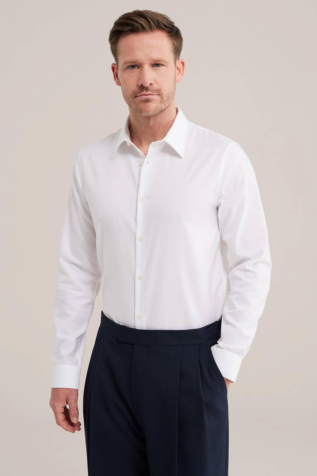 WE Fashion slim fit overhemd white uni