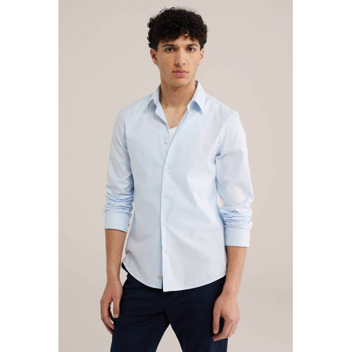 WE Fashion slim fit overhemd light blue afbeelding