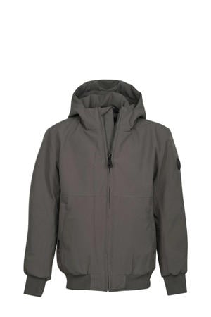 winterjas van polyester grijs