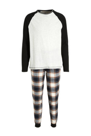 pyjama met ruit lichtgrijs/zwart